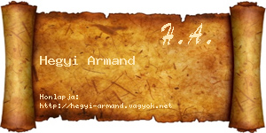 Hegyi Armand névjegykártya